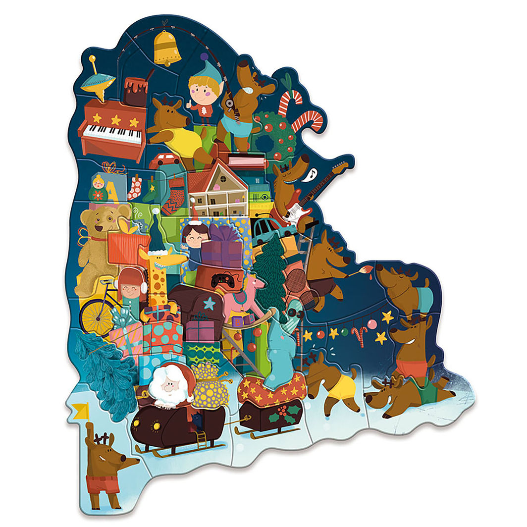 Vilac - Adventskalender - Adventstårn med magnetisk puslespill, 48 brikker