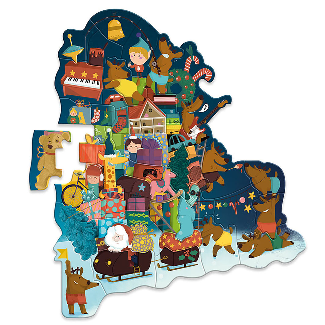 Vilac - Adventskalender - Adventstårn med magnetisk puslespill, 48 brikker