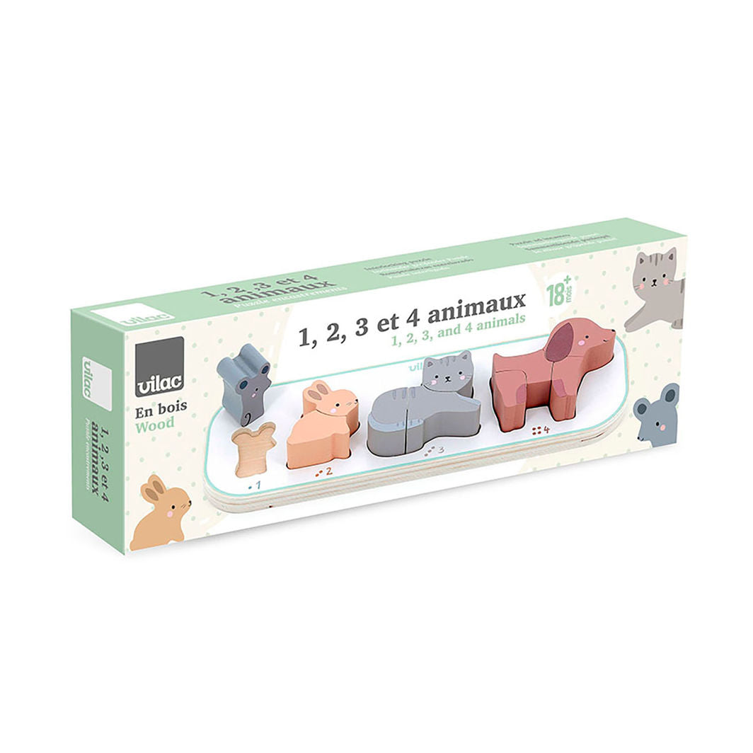 Vilac Puslespill med 10 biter - Fire dyr