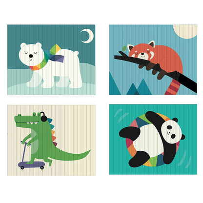 Vilac Agamografisk puslespill med 20 brikker, 4-dimensjonalt design – Dyr