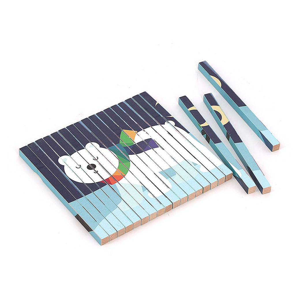 Vilac Agamografisk puslespill med 20 brikker, 4-dimensjonalt design – Dyr