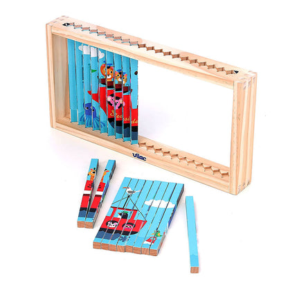 Vilac Agamografisk puslespill med 20 brikker, 4-dimensjonalt design - Transport