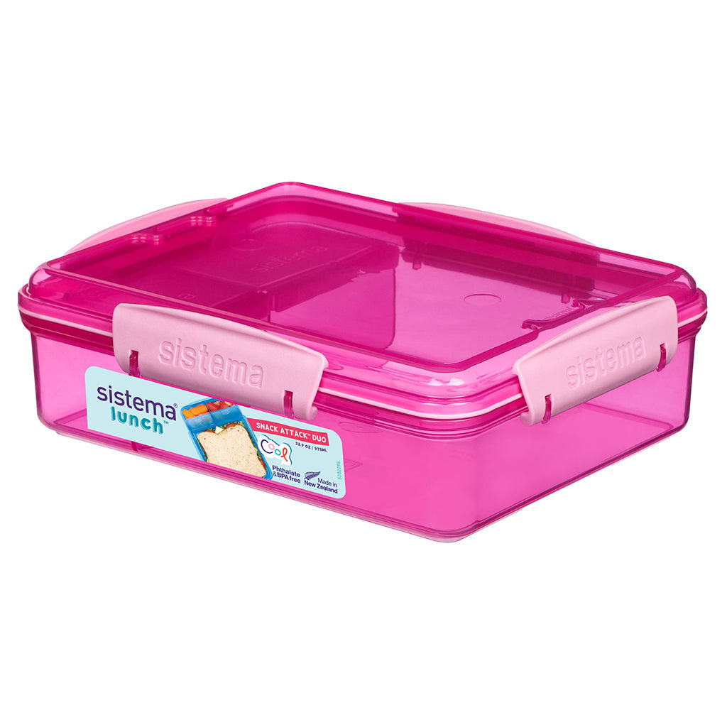 Sistema Snack Attack Duo madkasse 975 ml i pink farve
