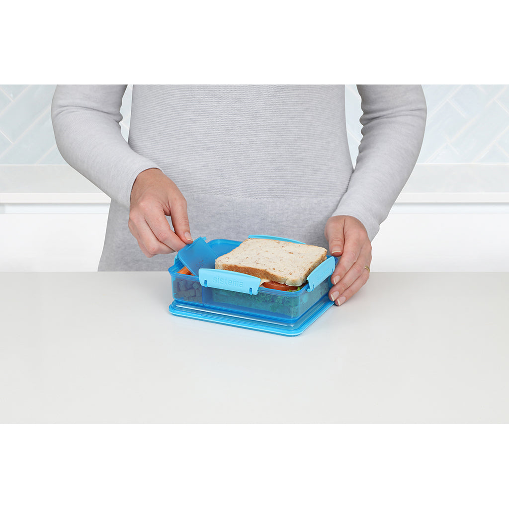 Sistema Snack Attack Duo lunsjboks 975 ml, blå
