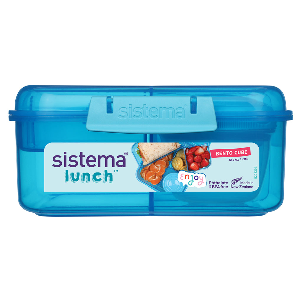 Sistema Bento Cube matboks m 3 rom og en beholder, 1.25L - Blue