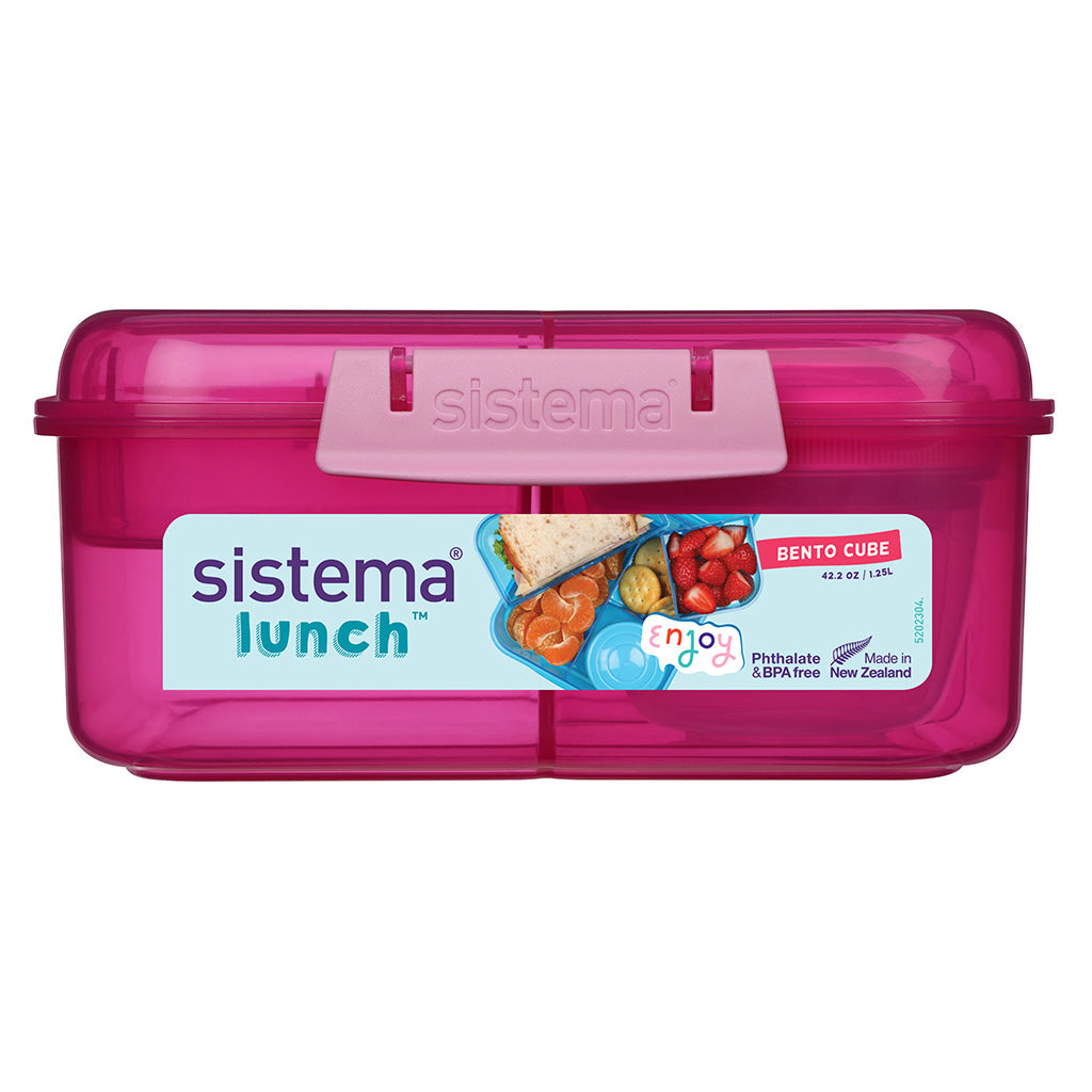 Sistema Bento Cube matboks m 3 rom og en beholder, 1.25L - Pink