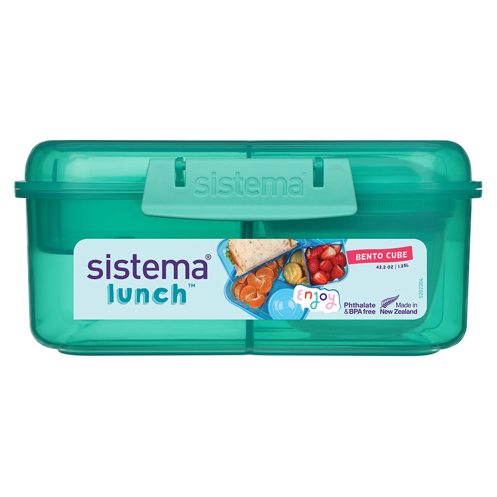 Sistema Bento Cube matboks m 3 rom og en beholder, 1.25L - Teal