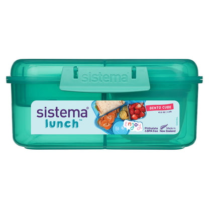 Sistema Bento Cube matboks m 3 rom og en beholder, 1.25L - Teal