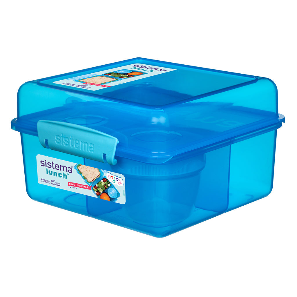 Sistema Lunch Cube max lunsj, matboks m 4 rom og en beholder, Blue