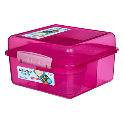Sistema Lunch Cube max lunsj, matboks med 4 rom og en beholder, Pink