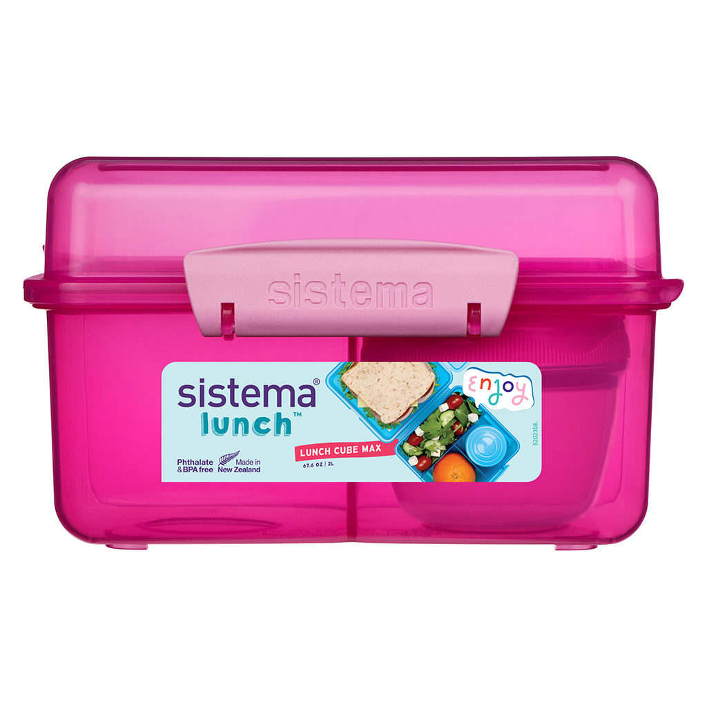 Sistema Lunch Cube max lunsj, matboks med 4 rom og en beholder, Pink