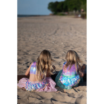 Great Pretenders utkledningsklær, Bling Bling Havfrue skjørt og hårklips, mint - Str. 4-6 år