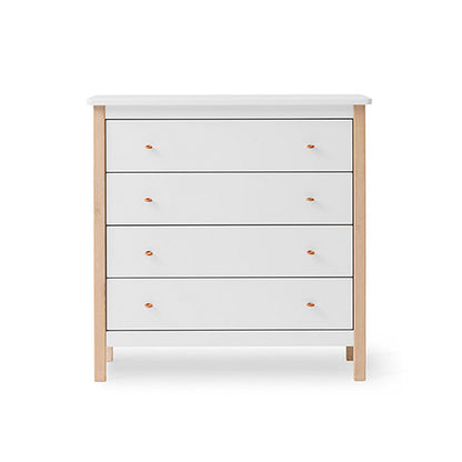 Oliver Furniture Wood kommode med 4 skuffer, hvid eg