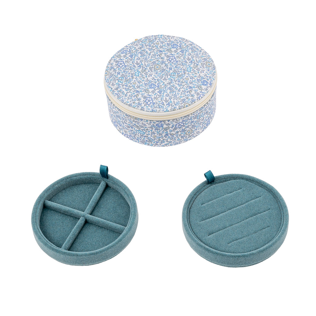 Bon Dep smykkeskrin med Liberty-print, rund - Katie and Millie lyseblå