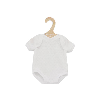 Así dukketøj til Leo og Leonora babydukke, str. 46 cm - Hvid kortærmet bodystocking