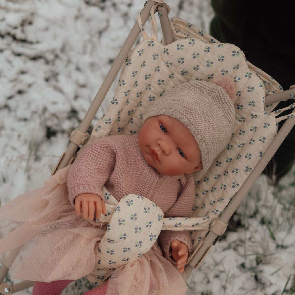 Así dukkeklær til babydukke, str. 46 cm, strikket lue - Soft rose