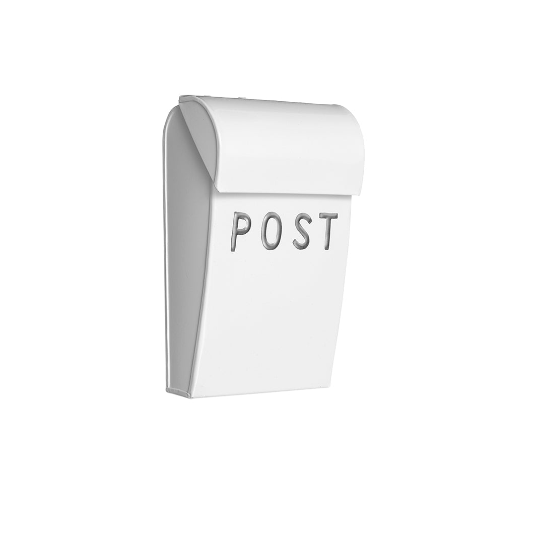 Bruka Design postkasse, Micro - Hvit m. sølv tekst
