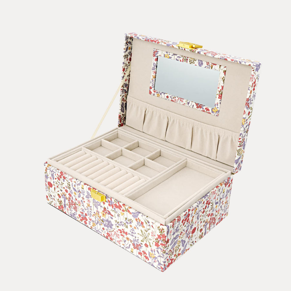 Bon Dep smykkeskrin med Liberty-print, Square - Field Flowers