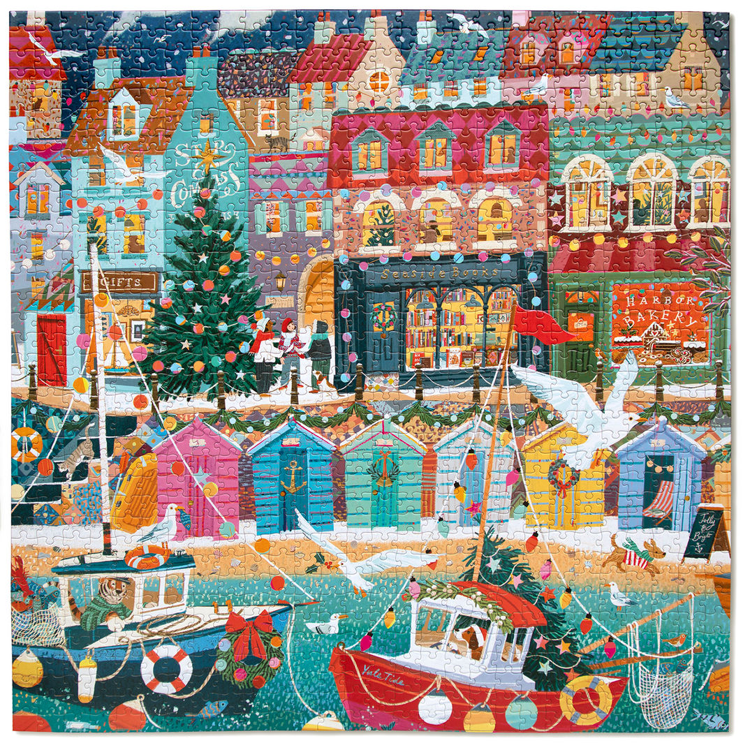 eeBoo Puslespill 1000 brikker, English Seaside Christmas