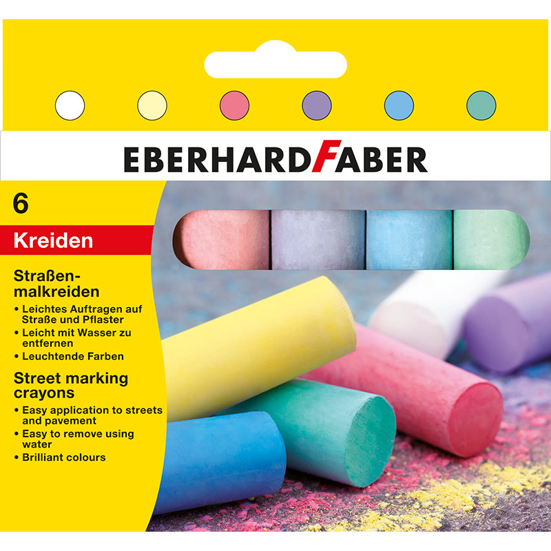 Eberhard Faber gadekridt, 6 stk.. klassisk kridt