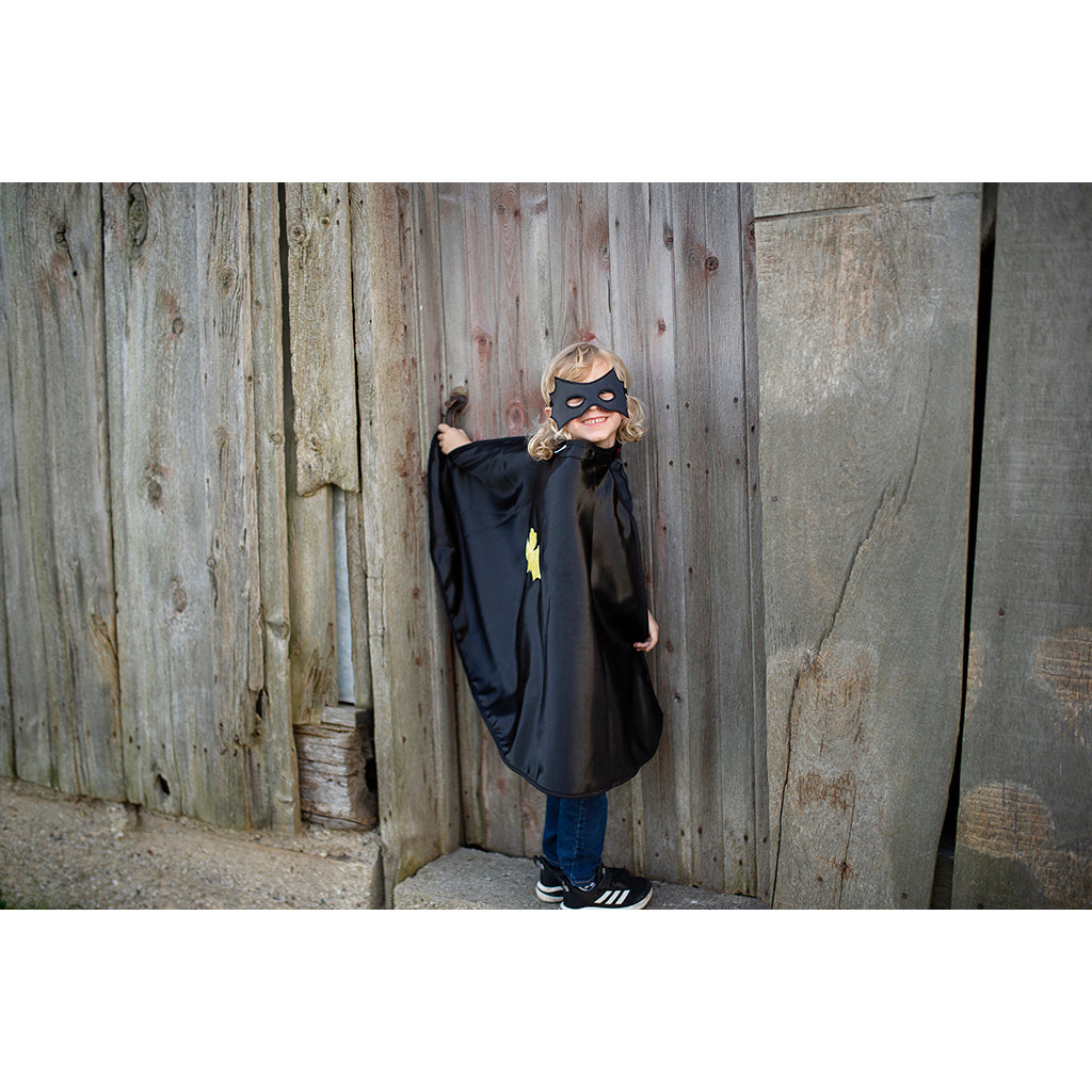 Great Pretenders utkledning, vendbar kappe og maske, Spiderman /Batman - str. 4-6 år