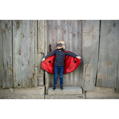 Great Pretenders utkledning, vendbar kappe og maske, Spiderman /Batman - str. 4-6 år