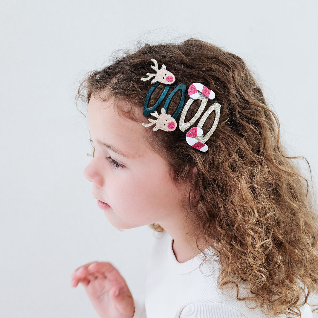 Mimi &amp; Lula - 4 hårspenner - Rudolph &amp; Candy Christmas