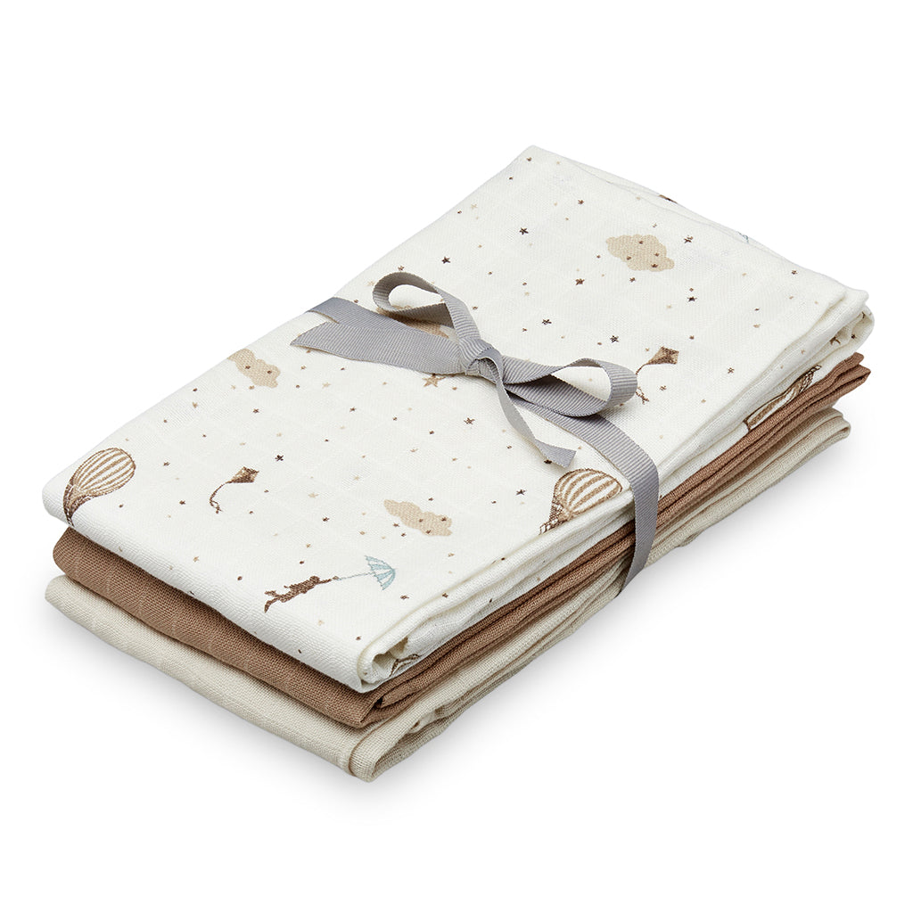 Cam Cam stofble, økologisk, 3-pak - Dreamland, caramel, light sand