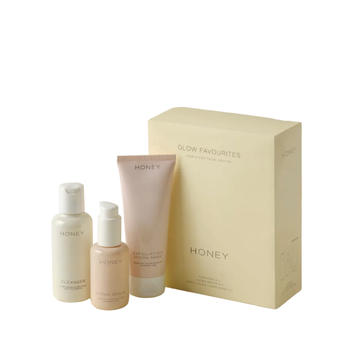 Honey Glow Favourites-gaveeske, ansiktspleie med 3 produkter