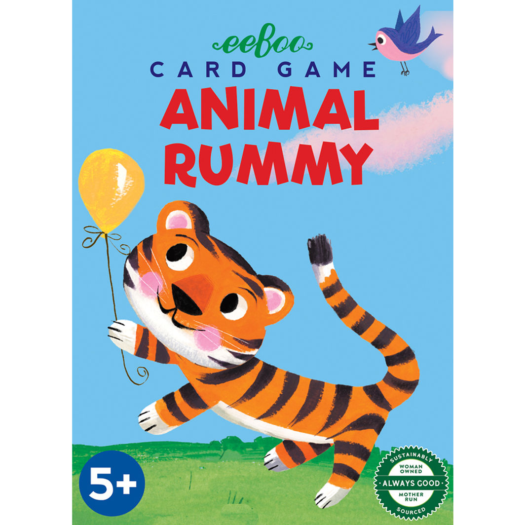 eeBoo kortspil Rommy med dyr med tigerunge på forsiden