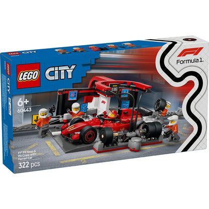 LEGO® City Prosjekt Alicia 2025, F1®-pitstop og pitcrew med Ferrari-bil
