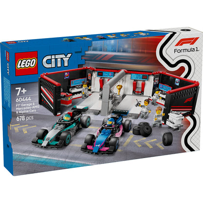 LEGO City F1 garage med Mercedes AMG og Alpine biler