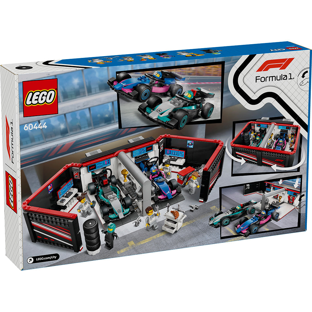LEGO® City Prosjekt Alicia 2025, F1®-garasje: Mercedes-AMG og Alpine-biler