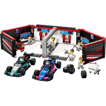 LEGO® City Prosjekt Alicia 2025, F1®-garasje: Mercedes-AMG og Alpine-biler