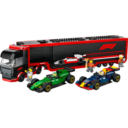 LEGO® City Prosjekt Alicia 2025, F1®-lastebil med RB20 og AMR24 F1®-biler