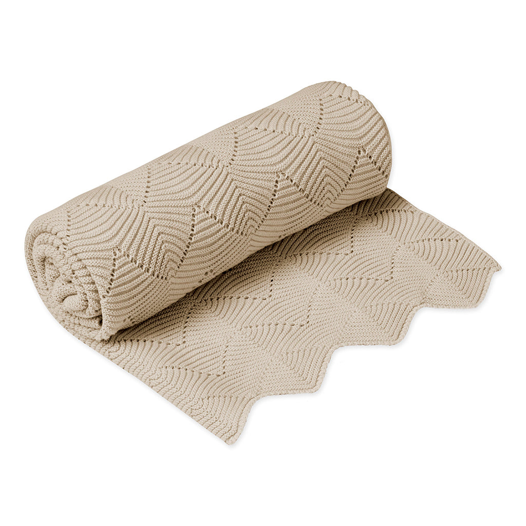 Cam Cam strikket babyteppe, Almond