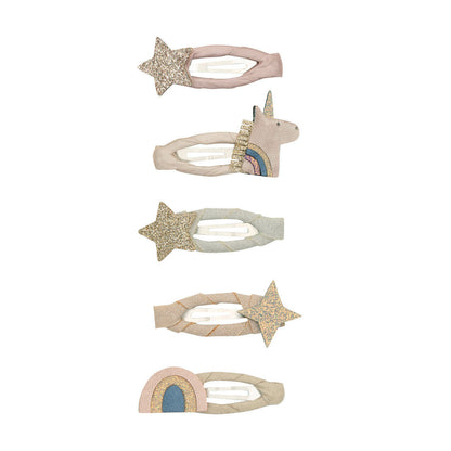 Mimi &amp; Lula - 5 hårspenner - Mini Unicorn Celeste