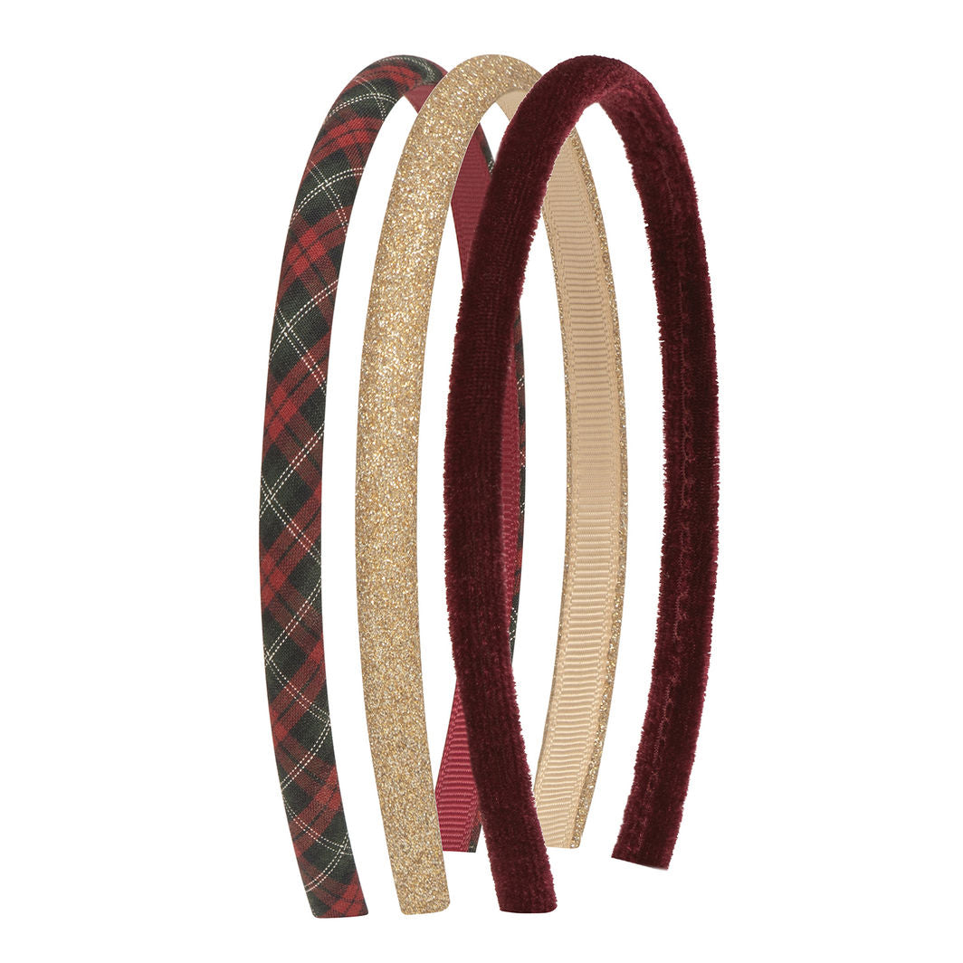 Mimi &amp; Lula - 3 hårbøyler - Red Tartan Pony Pals