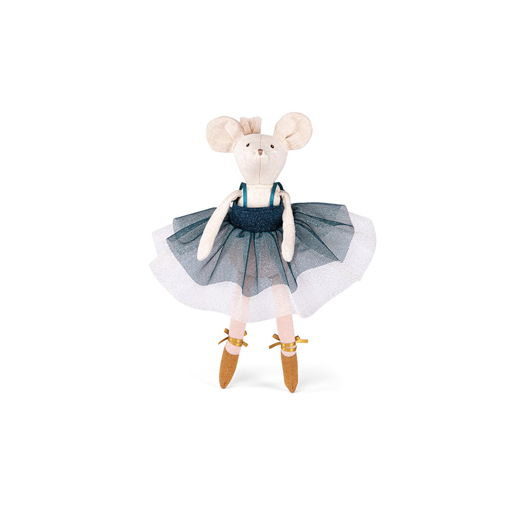 Moulin Roty dukke, ballerina-mus i koffert, 26 cm - Suzies garderobe