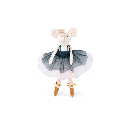 Moulin Roty dukke, ballerina-mus i koffert, 26 cm - Suzies garderobe