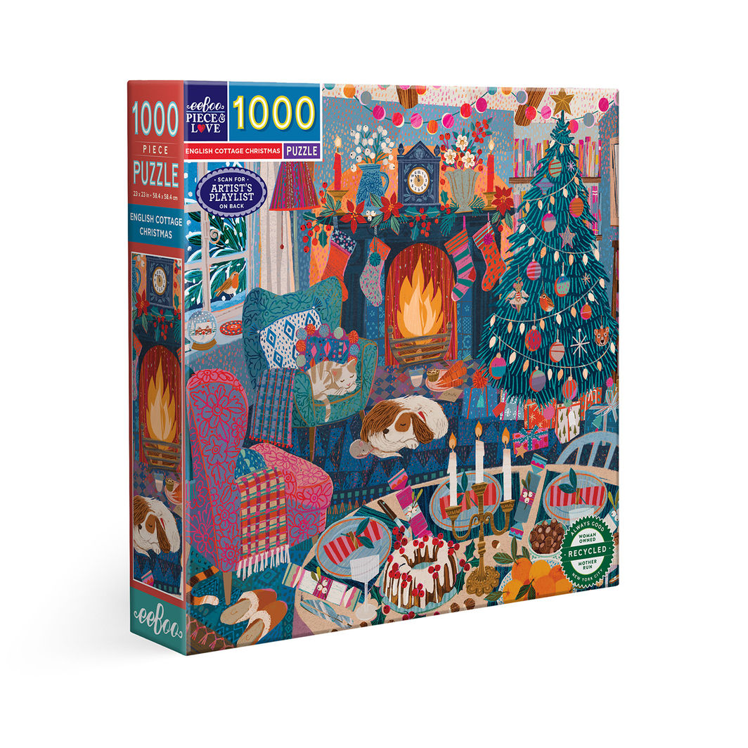 eeBoo Puslespil 1000 brikker English Cottage Christmas æske