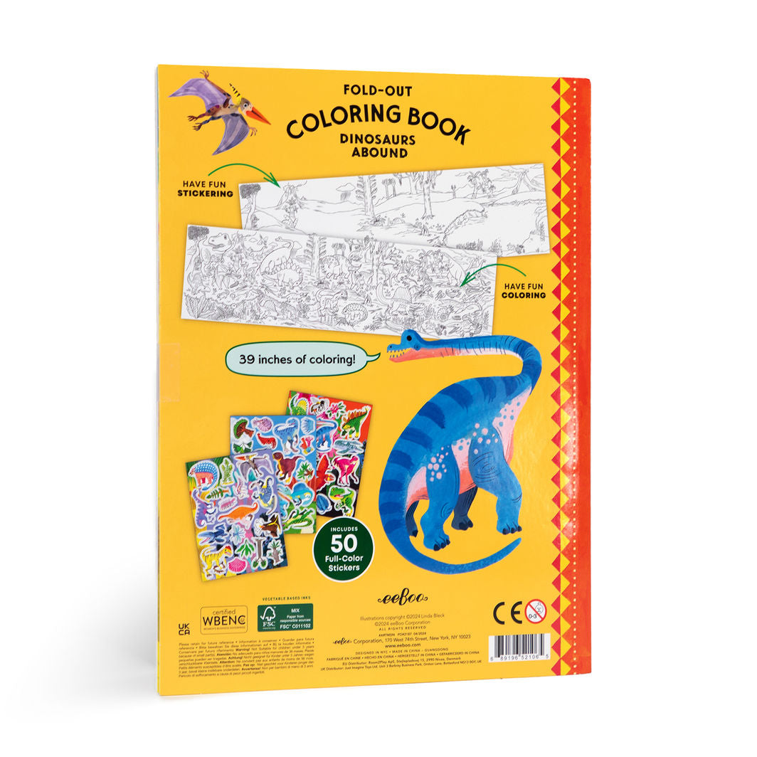 eeBoo Fold-ut malebok, Dinosaurer