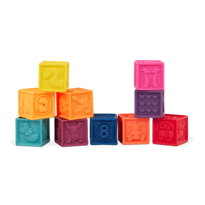 B Toys myke byggeklosser, One Two Squeeze - 10 stk.