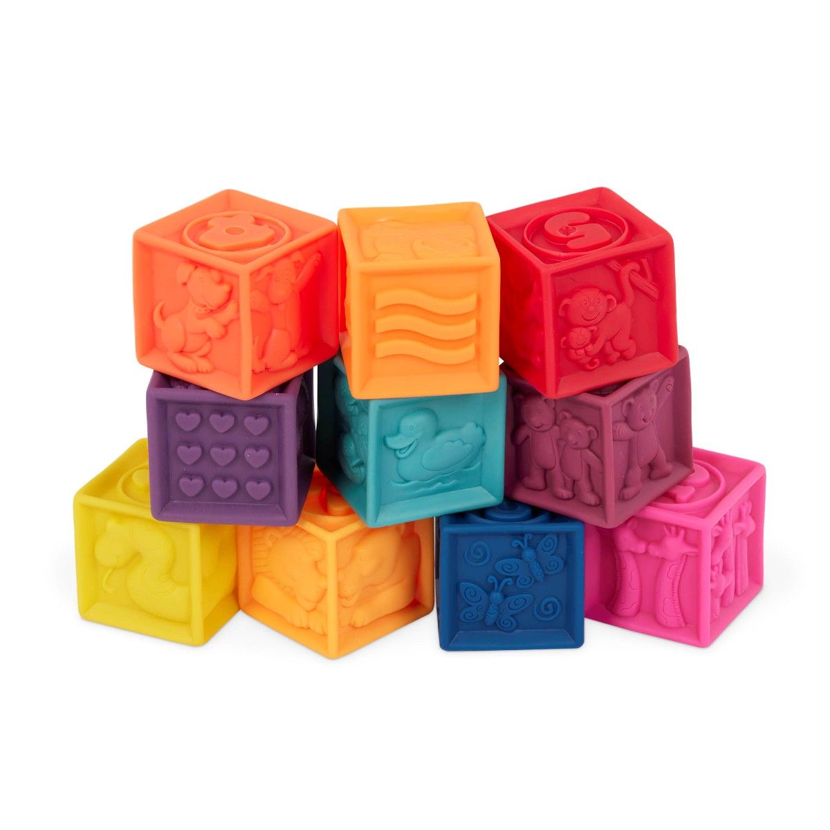 B Toys myke byggeklosser, One Two Squeeze - 10 stk.