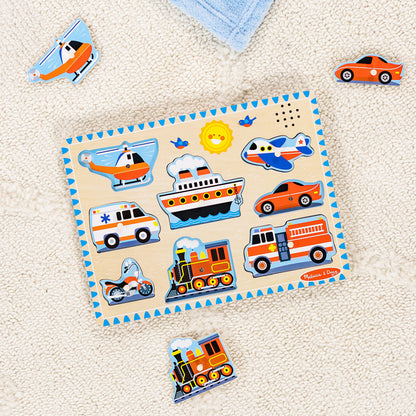 Melissa &amp; Doug Knottpuslespill med lyd, Kjøretøy – 8 brikker