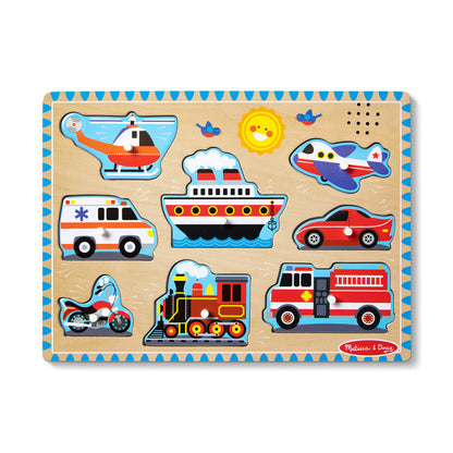 Melissa &amp; Doug Knottpuslespill med lyd, Kjøretøy – 8 brikker