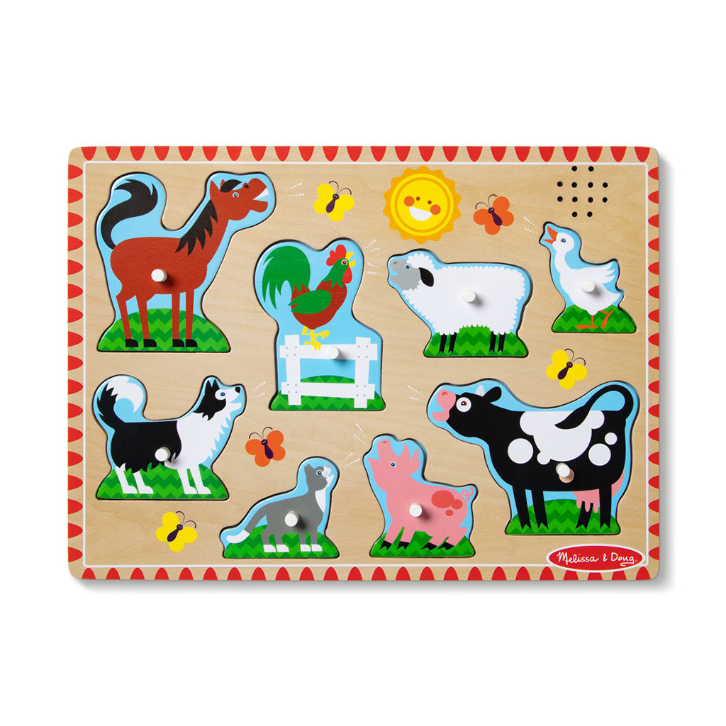 Melissa &amp; Doug Knoppepuslespill m. lyd, Bondegård - 8 brikker