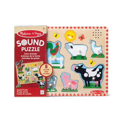Melissa &amp; Doug Knoppepuslespill m. lyd, Bondegård - 8 brikker