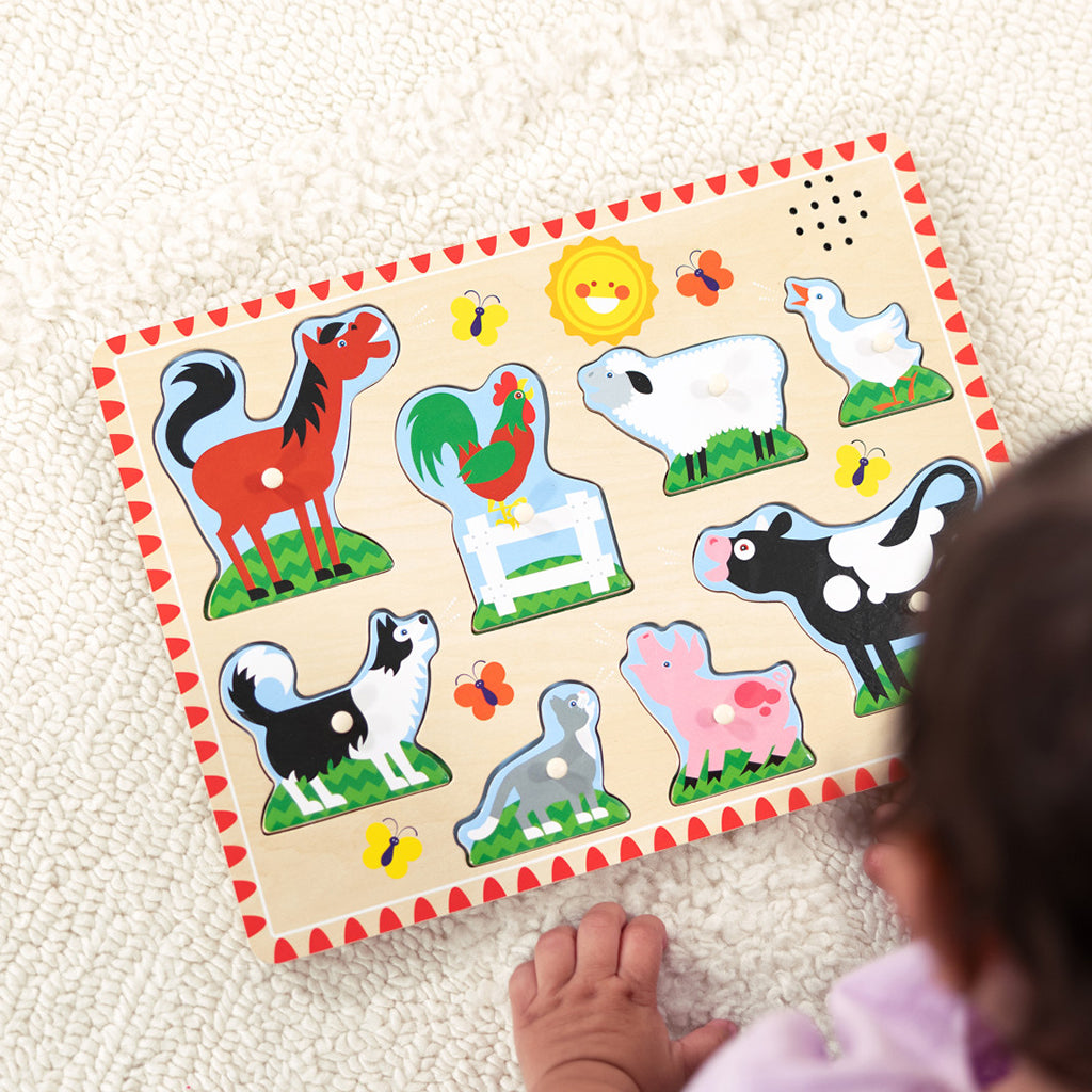 Melissa &amp; Doug Knoppepuslespill m. lyd, Bondegård - 8 brikker