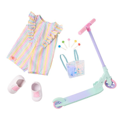 Our Generation, Deluxe dukkeklær - Regnbue sparkesykkel og klær